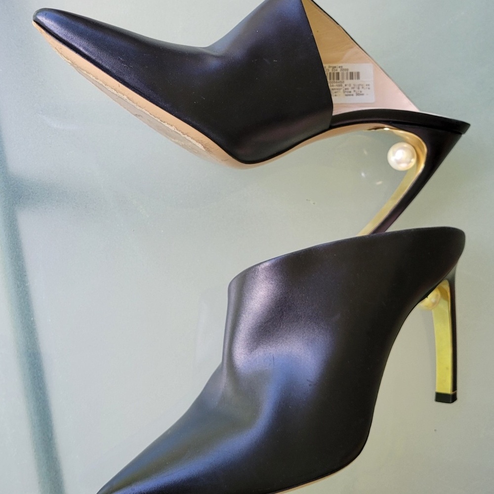Nicholas Kirkwood Black Mira calf leather Pearl  Mule in black sz 41